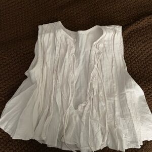 White Sleeveless Pleated Cotton Top